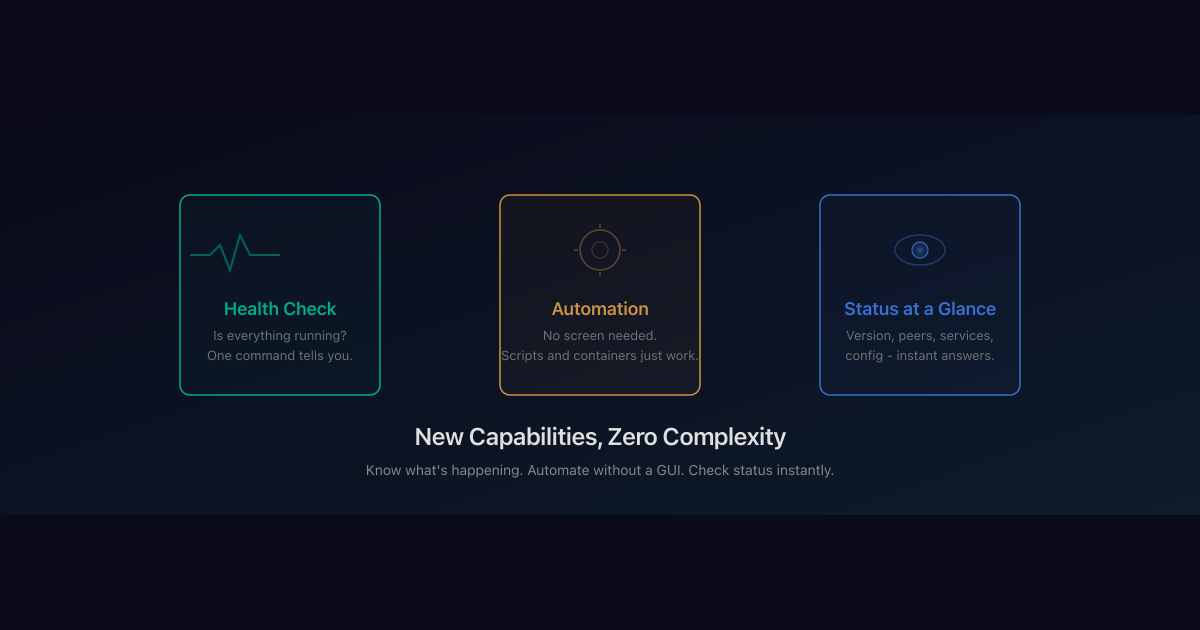 Status, Health Checks, and Scriptable Pairing